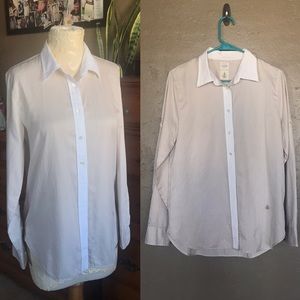 J. CREW Cream & White Stripe Button-Down NWOT